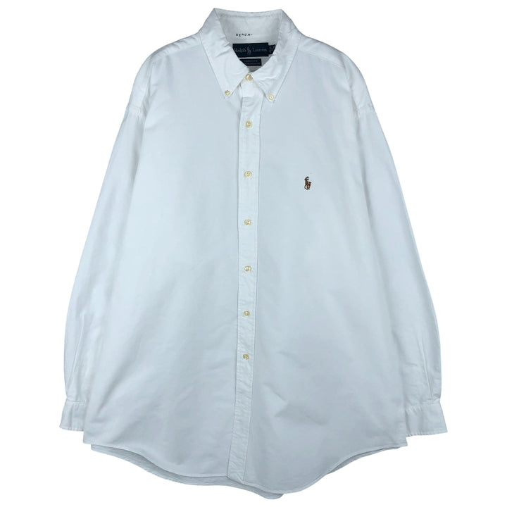Ralph Lauren YARMOUTH long sleeve button down shirt, men's XL size cotton white type Vintage Second Hand