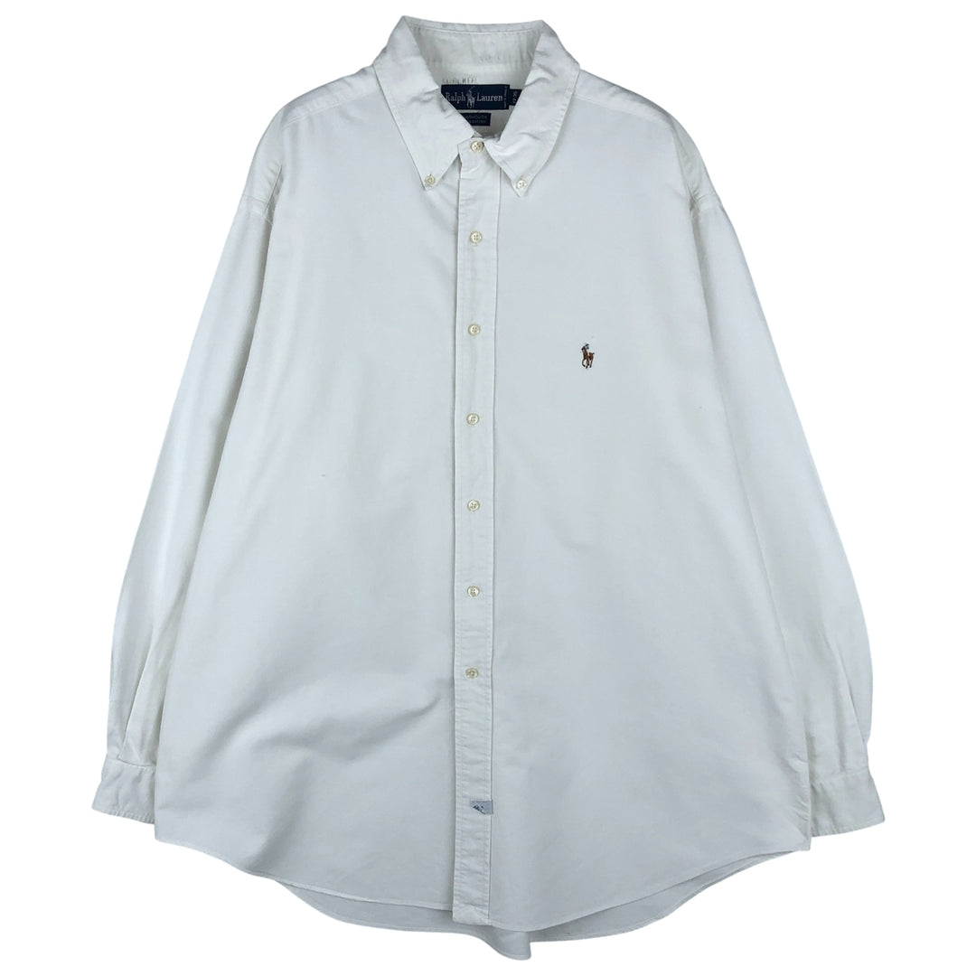 Ralph Lauren YARMOUTH long sleeve button down shirt, men's XL size cotton white type Vintage Second Hand
