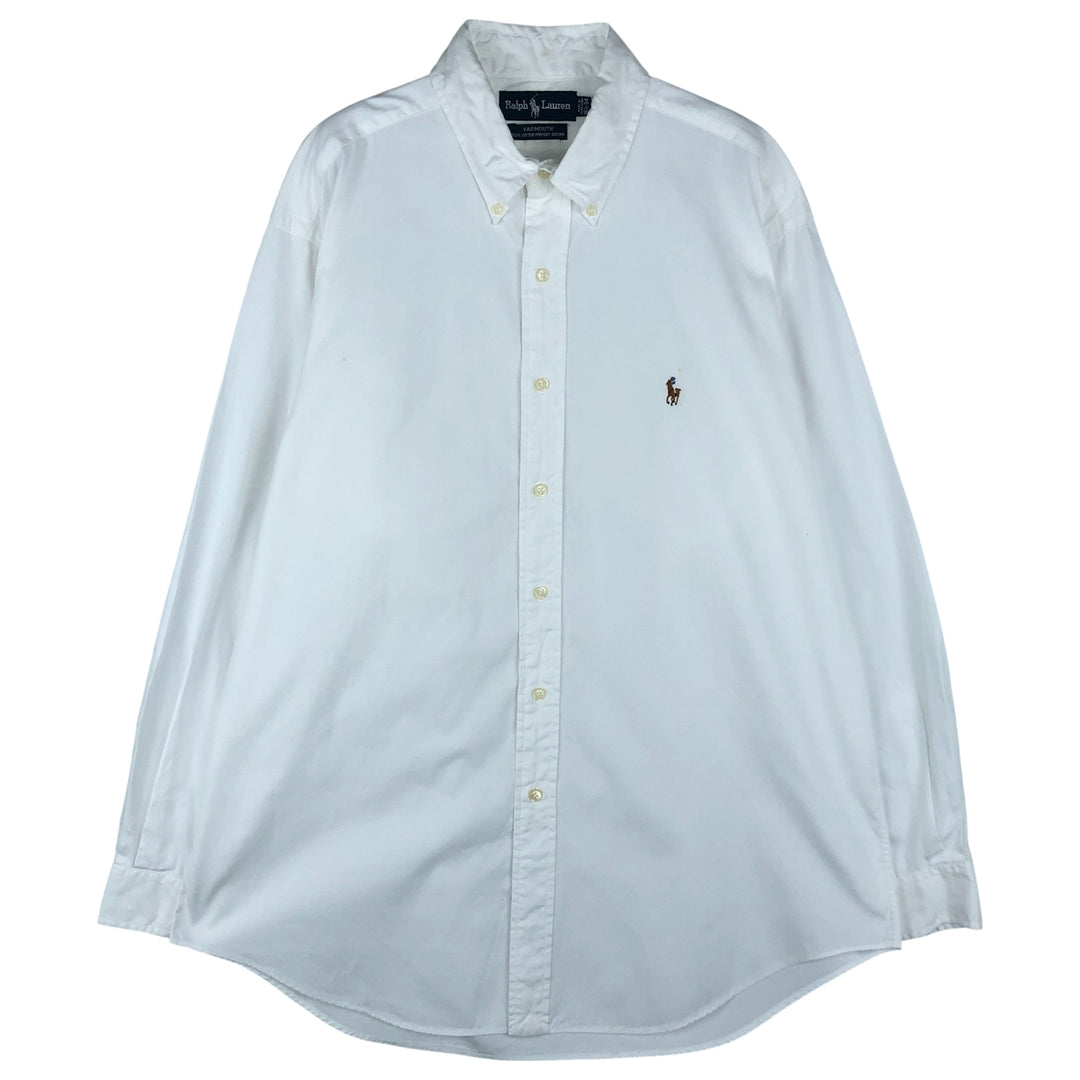 Ralph Lauren YARMOUTH long sleeve button down shirt, men's size L cotton white type Vintage Second Hand