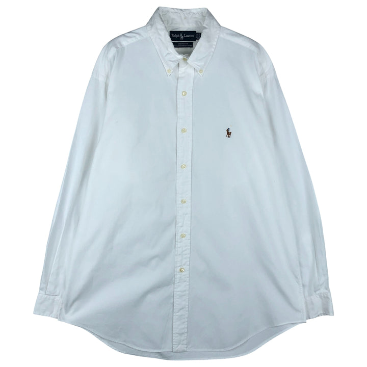 Ralph Lauren YARMOUTH long sleeve button down shirt, men's size L cotton white type Vintage Second Hand