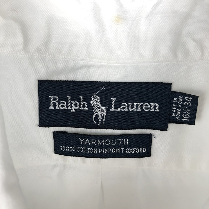 Ralph Lauren YARMOUTH long sleeve button down shirt, men's size L cotton white type Vintage Second Hand