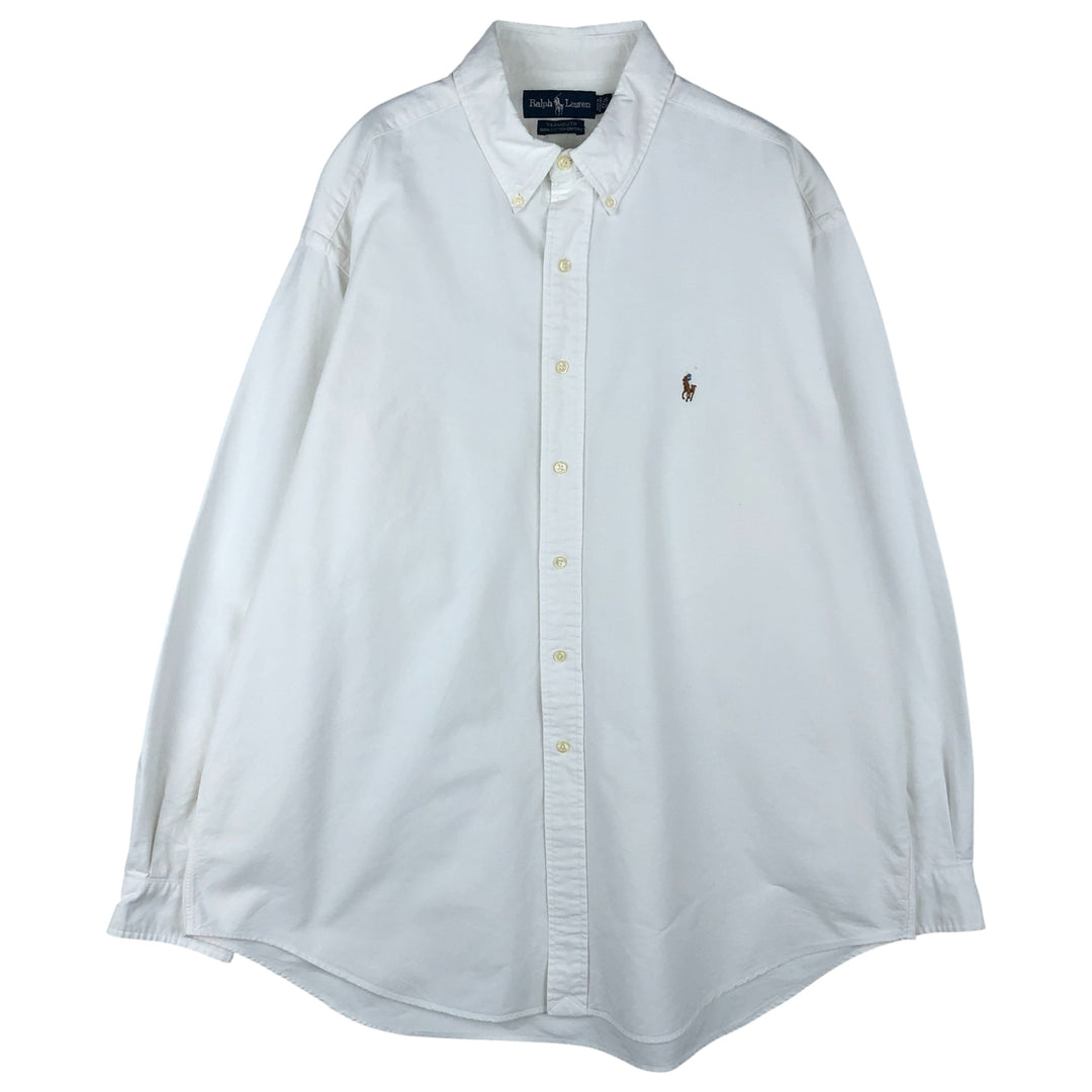 Ralph Lauren YARMOUTH long sleeve button down shirt, men's XL size cotton white type Vintage Second Hand