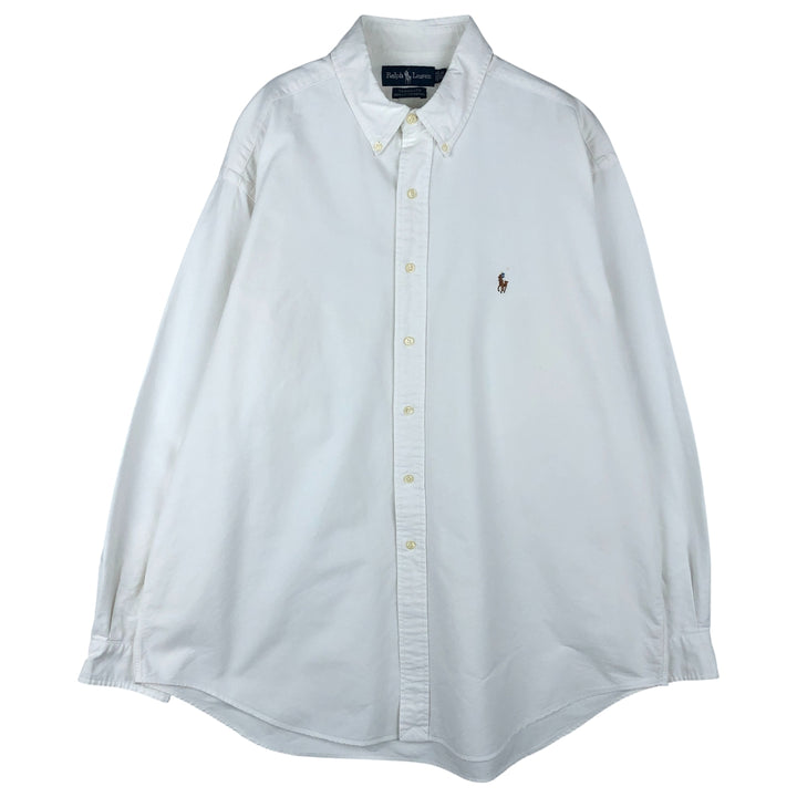Ralph Lauren YARMOUTH long sleeve button down shirt, men's XL size cotton white type Vintage Second Hand