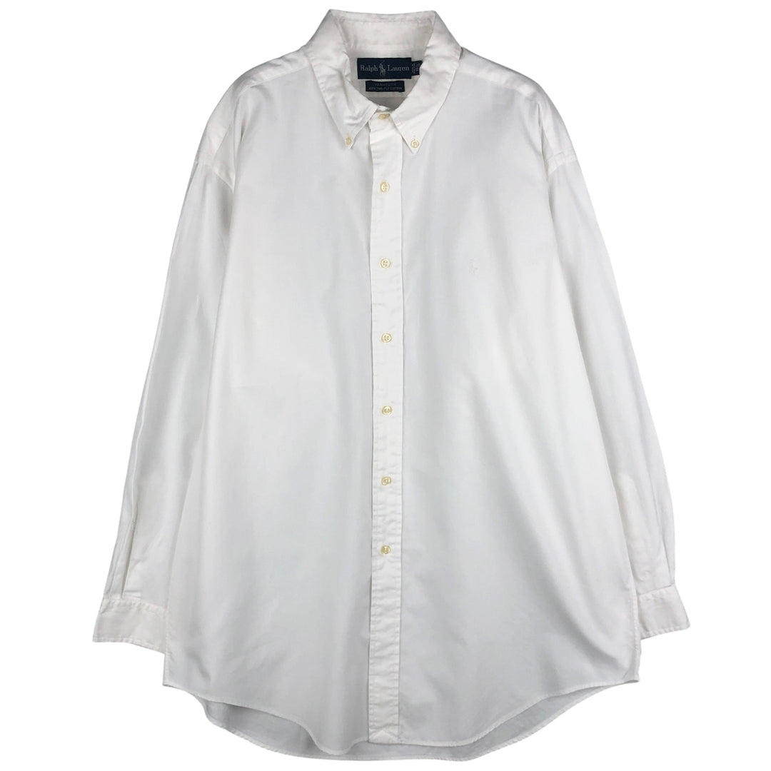 Ralph Lauren YARMOOTH long-sleeved button-down shirt, men's size L cotton white type Vintage Second Hand