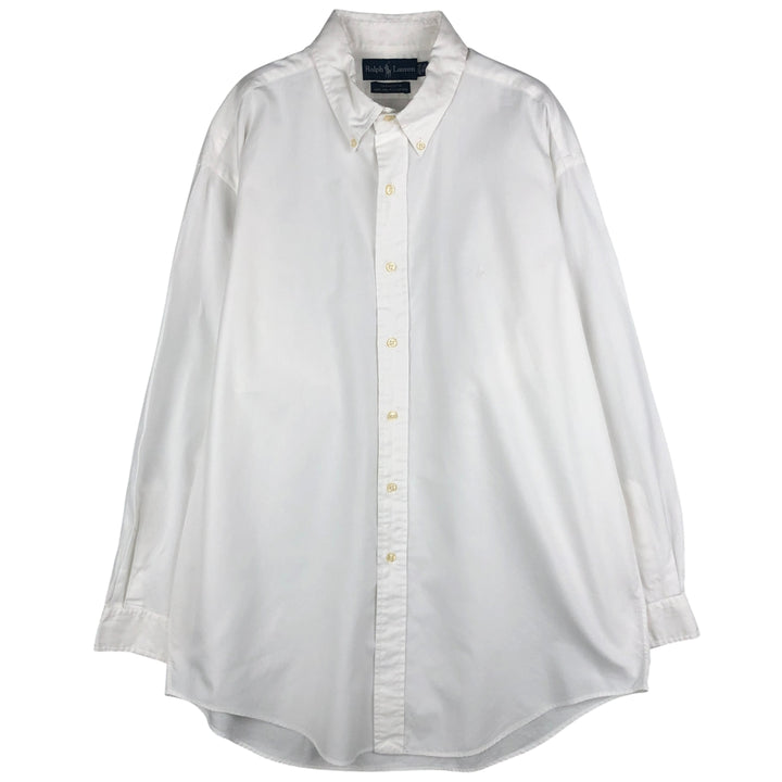 Ralph Lauren YARMOOTH long-sleeved button-down shirt, men's size L cotton white type Vintage Second Hand