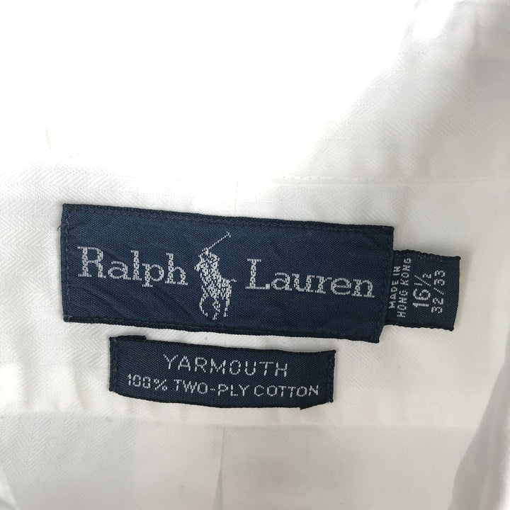 Ralph Lauren YARMOOTH long-sleeved button-down shirt, men's size L cotton white type Vintage Second Hand