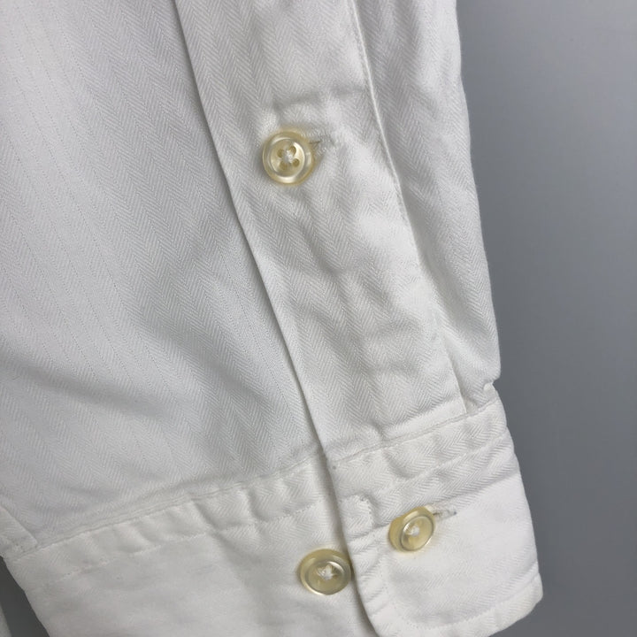 Ralph Lauren YARMOOTH long-sleeved button-down shirt, men's size L cotton white type Vintage Second Hand