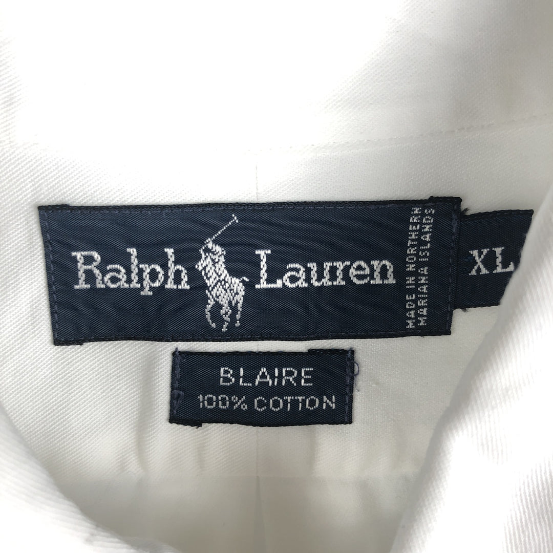 Ralph Lauren BLAIRE long sleeve button down shirt, men's XL size cotton white type Vintage Second Hand