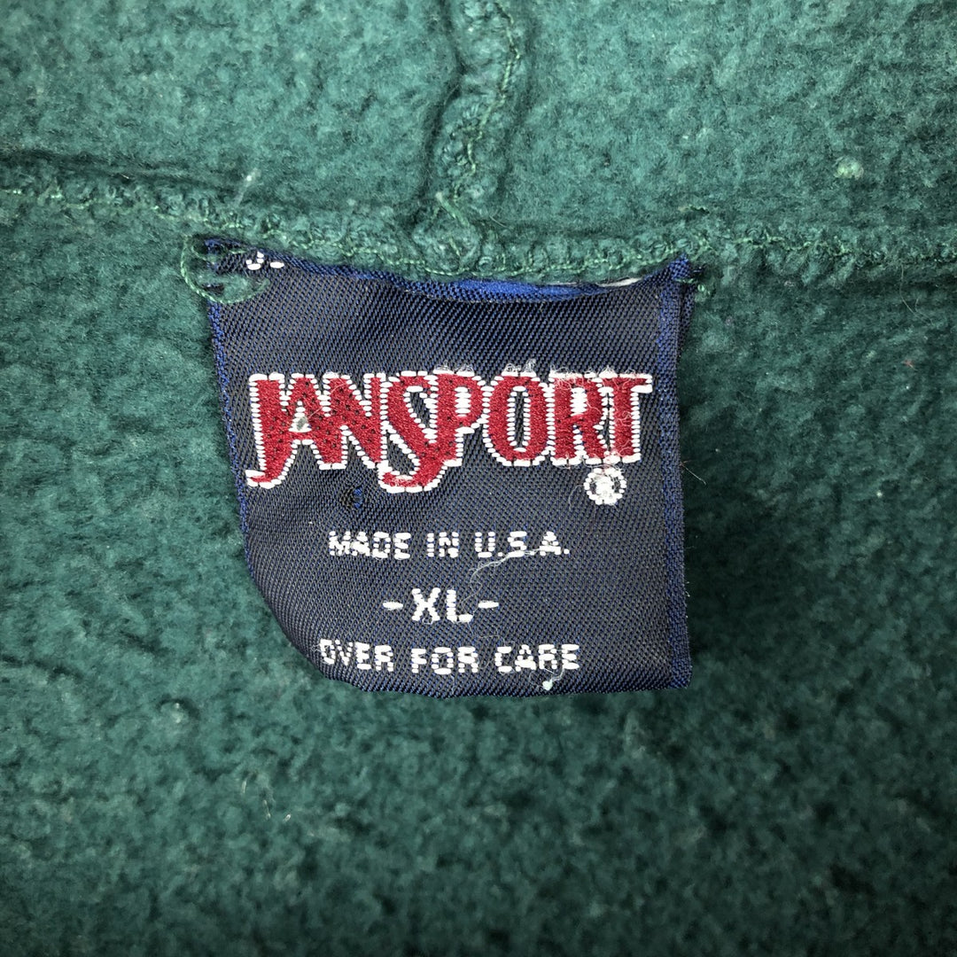 Jansport College Sweatshirt Pullover Hoodie, Made in USA, Men's XL cotton green type Vintage Second Hand