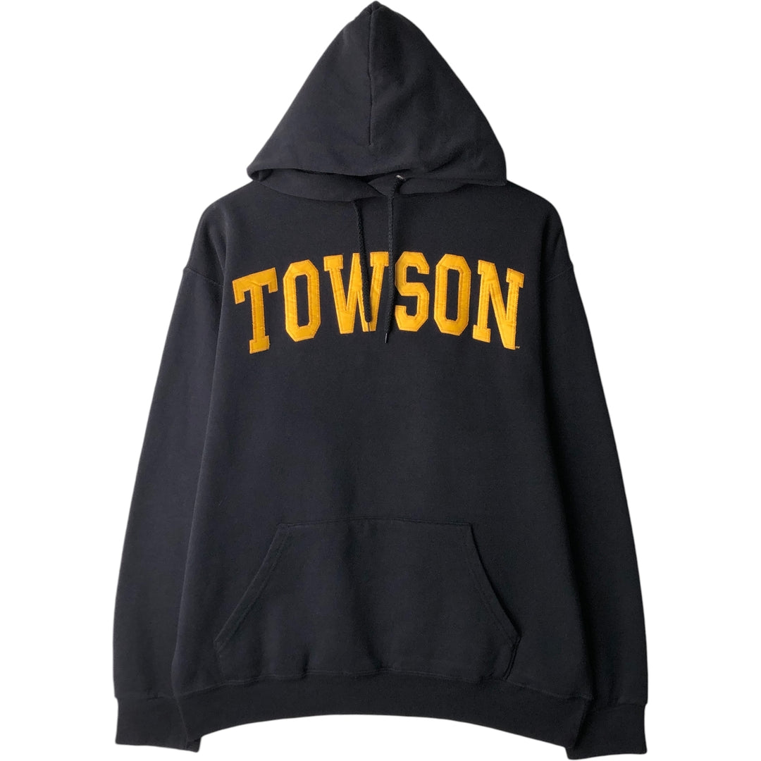 Cotton Exchange College Pullover Hoodie, Made in USA, Men's Size L cotton black type Vintage Second Hand