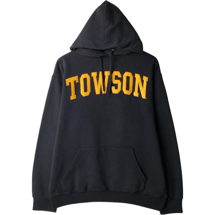 Cotton Exchange College Pullover Hoodie, Made in USA, Men's Size L cotton black type Vintage Second Hand