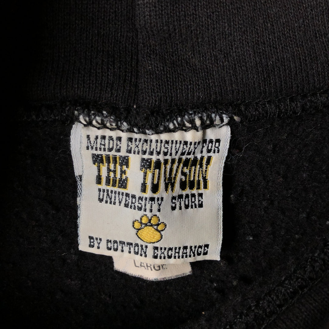 Cotton Exchange College Pullover Hoodie, Made in USA, Men's Size L cotton black type Vintage Second Hand