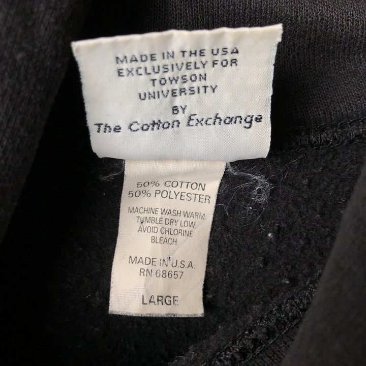 Cotton Exchange College Pullover Hoodie, Made in USA, Men's Size L cotton black type Vintage Second Hand