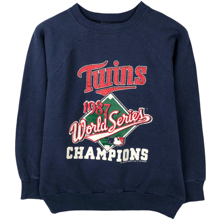 1980'S Champion Trico Tag MLB Minnesota Twins Print Sweatshirt, Made in USA, Men's Size Medium acrylic navy blue type Vintage Second Hand