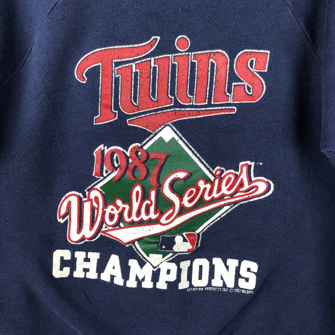 1980'S Champion Trico Tag MLB Minnesota Twins Print Sweatshirt, Made in USA, Men's Size Medium acrylic navy blue type Vintage Second Hand