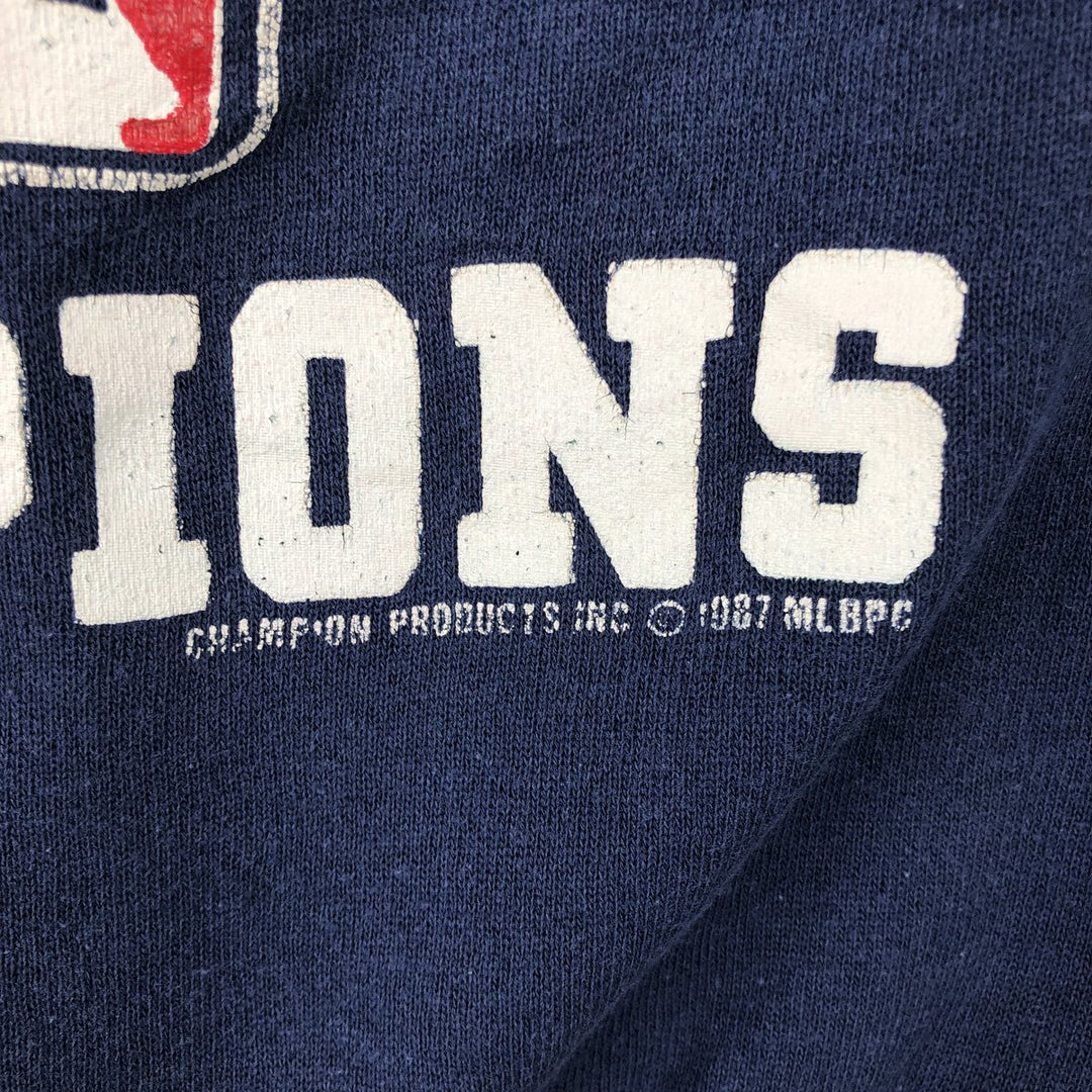 1980'S Champion Trico Tag MLB Minnesota Twins Print Sweatshirt, Made in USA, Men's Size Medium acrylic navy blue type Vintage Second Hand