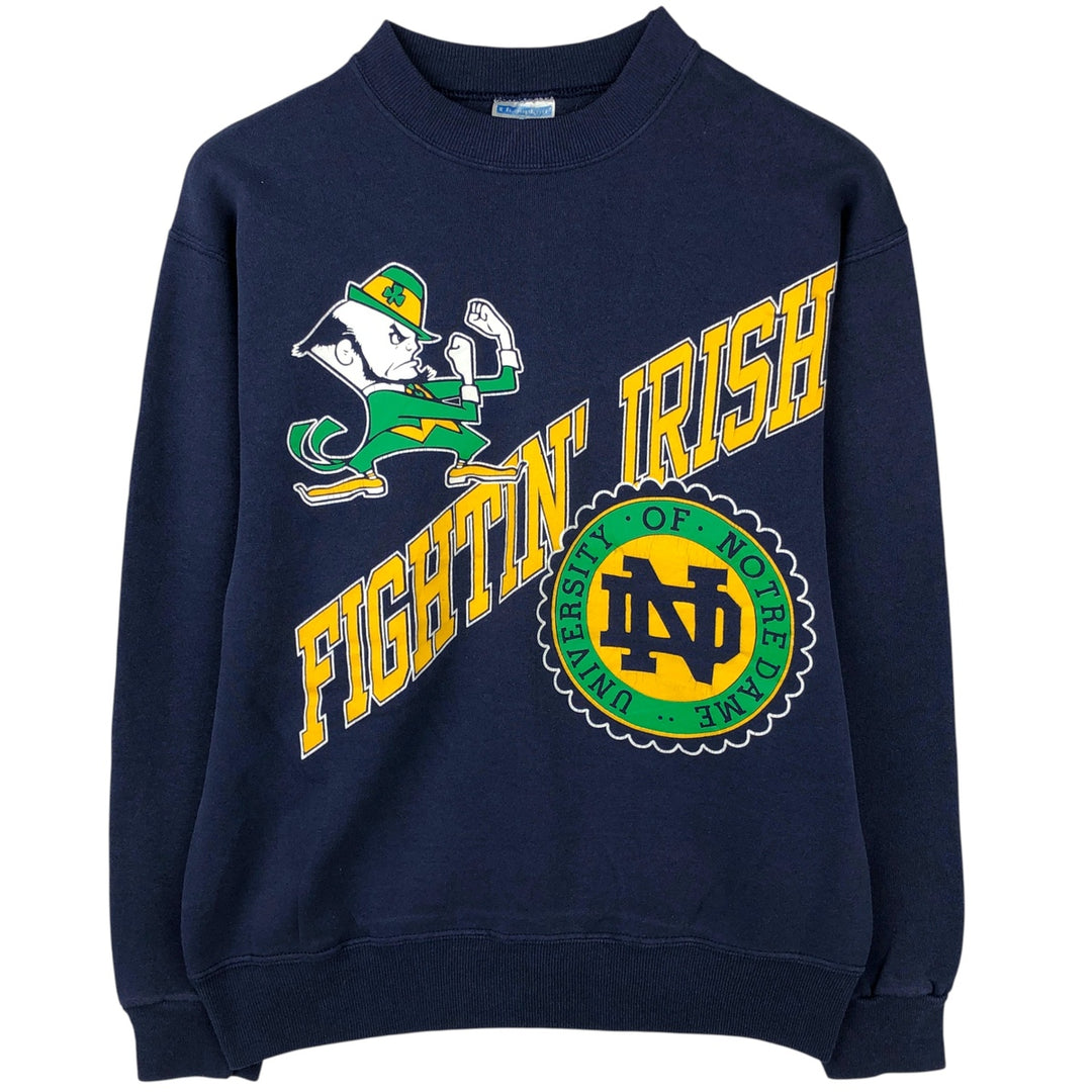 ChampKnit Hanes Print Notre Dame University College Character Sweatshirt, Men's Size Medium cotton navy blue type Vintage Second Hand