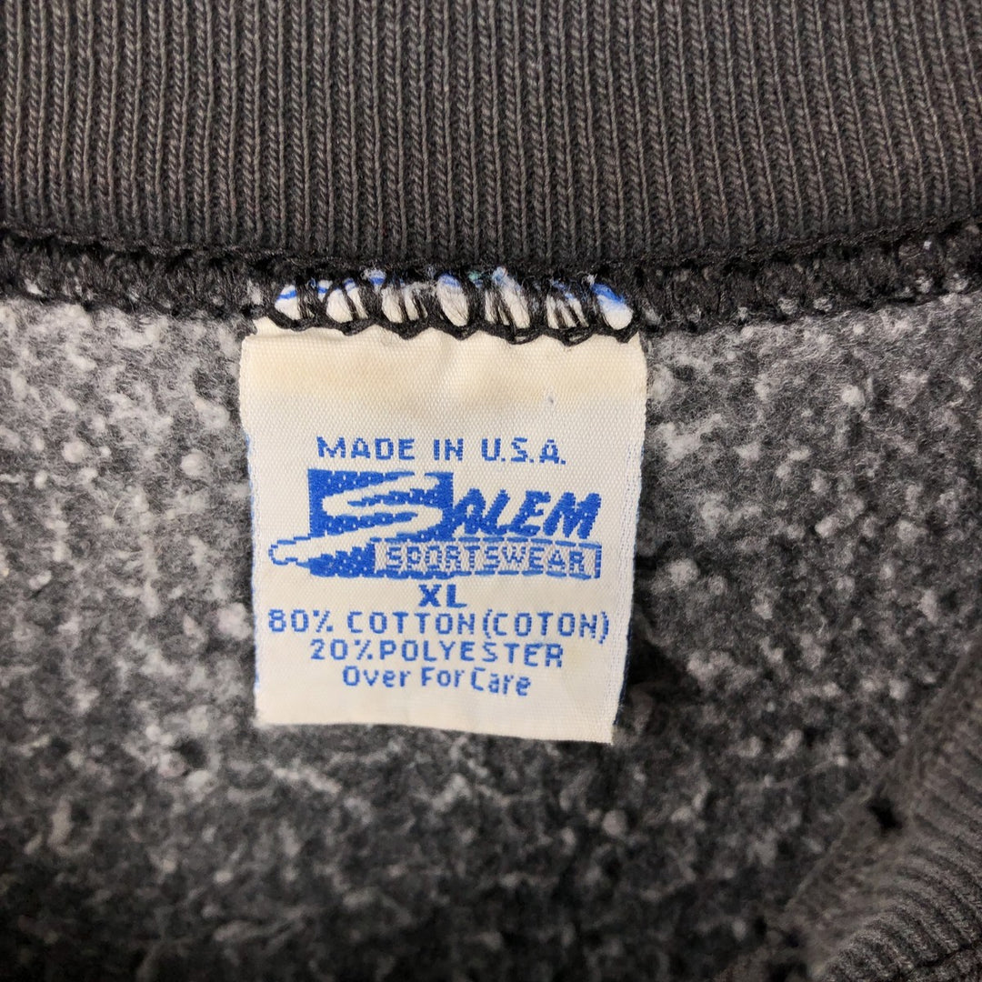 SALEM SPORTSWEAR College Character Sweatshirt, Made in USA, Men's XL cotton black type Vintage Second Hand