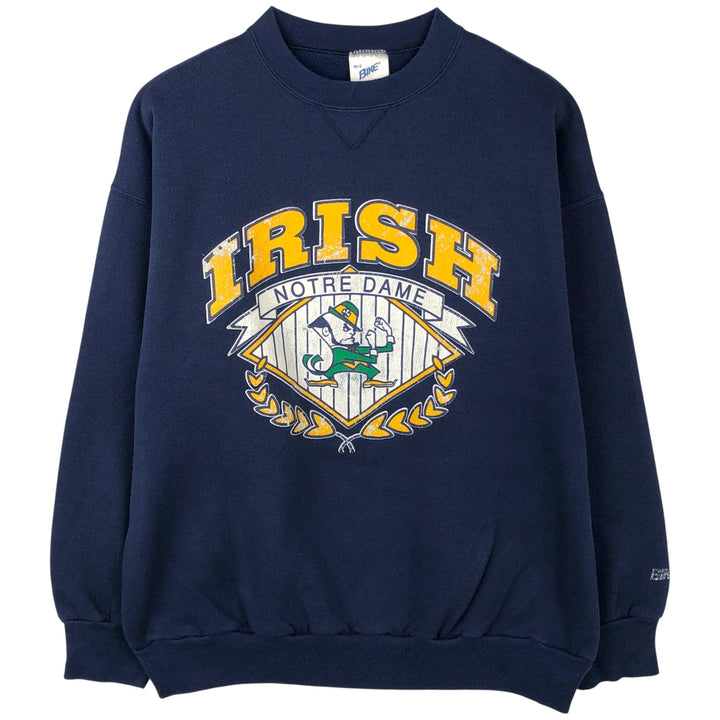 BIKE Notre Dame Fighting Irish College Character Sweatshirt, Men's XXL polyester navy blue type Vintage Second Hand