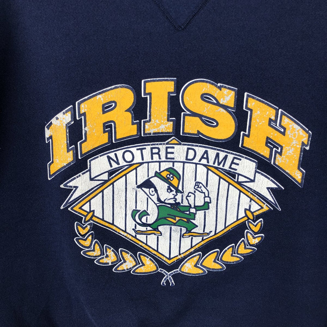 BIKE Notre Dame Fighting Irish College Character Sweatshirt, Men's XXL polyester navy blue type Vintage Second Hand