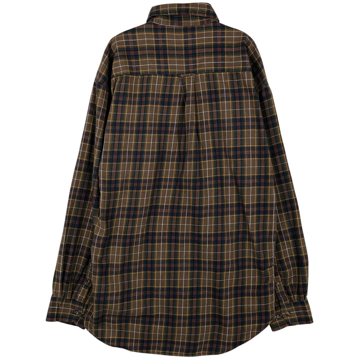 90'S Vintage GAP Long Sleeve Button-Down Check Shirt, Made in Hong Kong, Men's Size XL cotton brown type Vintage Second Hand