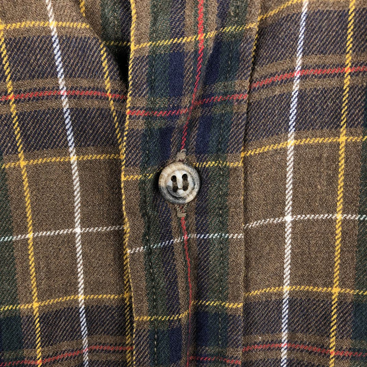 90'S Vintage GAP Long Sleeve Button-Down Check Shirt, Made in Hong Kong, Men's Size XL cotton brown type Vintage Second Hand