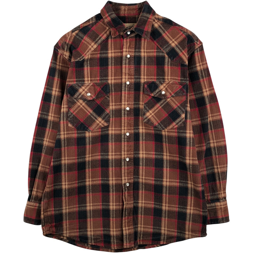 FIELD N' FOREST Long Sleeve Western Heavy Flannel Check Shirt, Men's Size M cotton brown type Vintage Second Hand