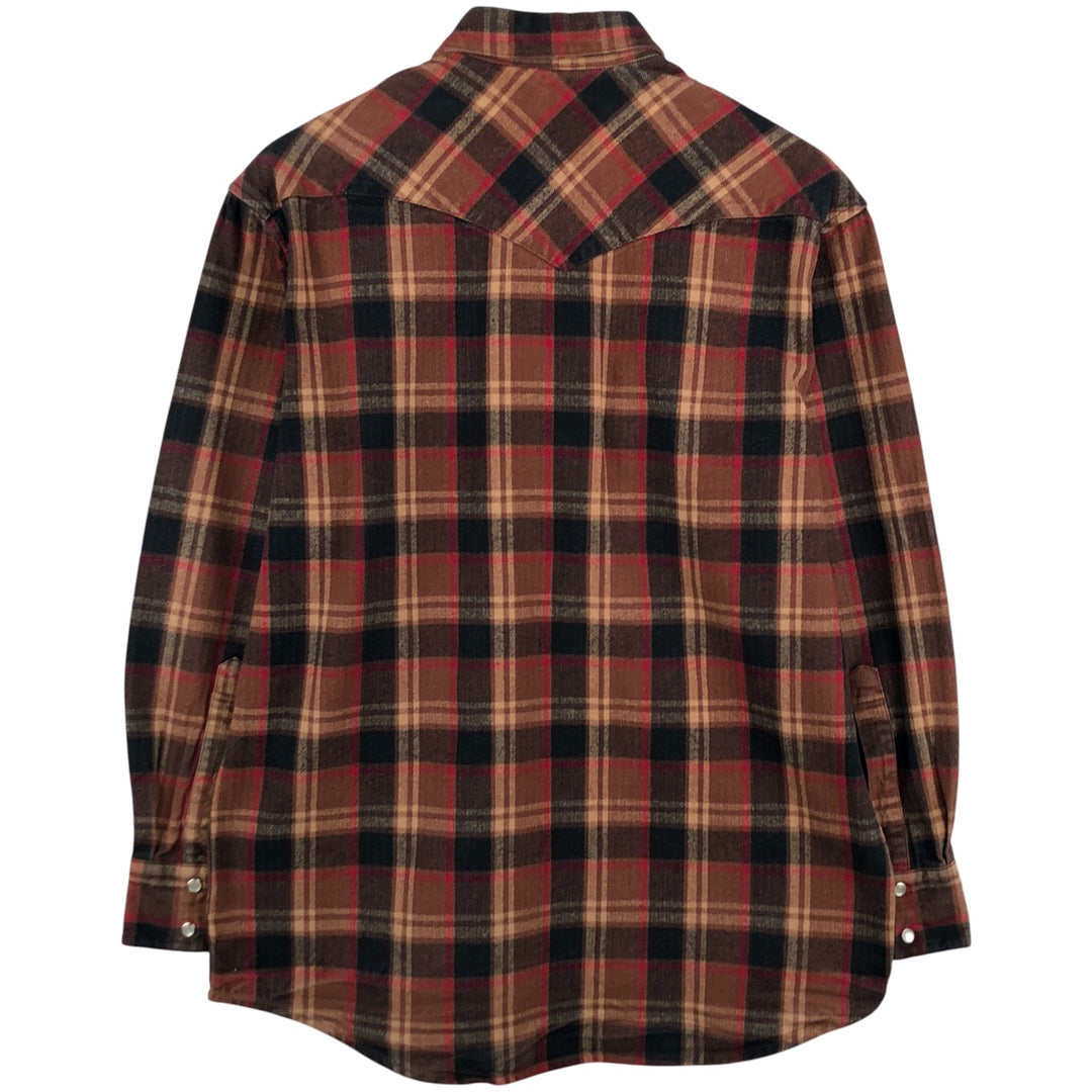 FIELD N' FOREST Long Sleeve Western Heavy Flannel Check Shirt, Men's Size M cotton brown type Vintage Second Hand