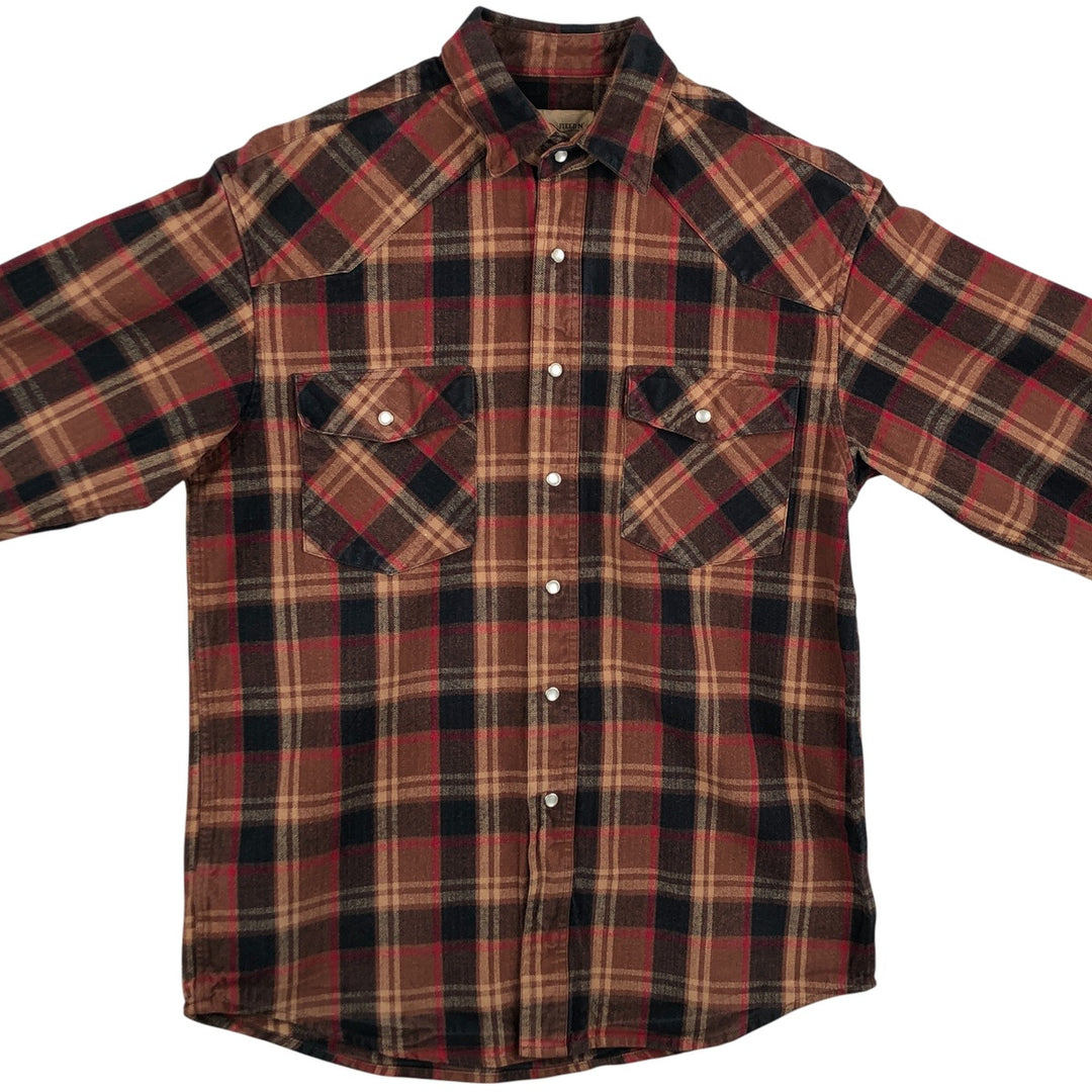 FIELD N' FOREST Long Sleeve Western Heavy Flannel Check Shirt, Men's Size M cotton brown type Vintage Second Hand