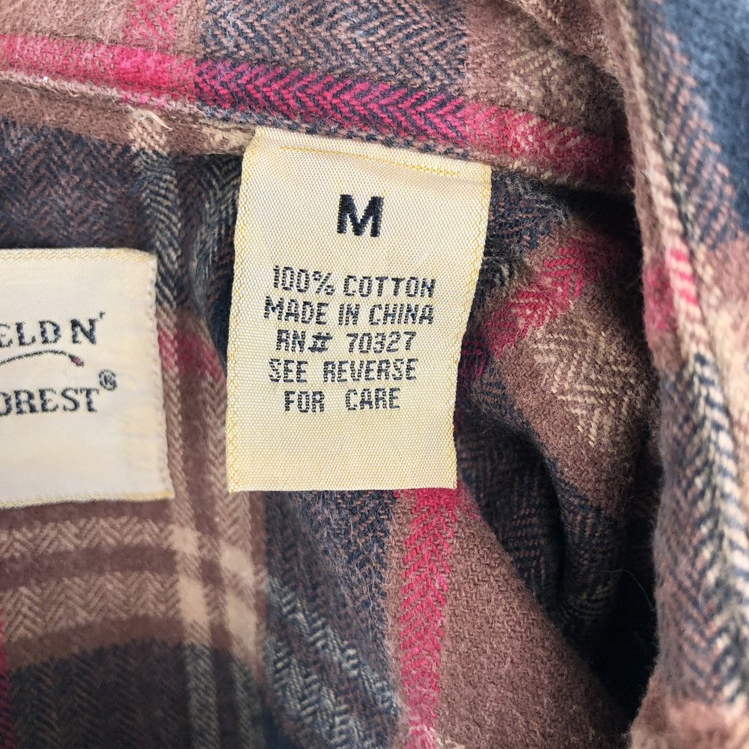 FIELD N' FOREST Long Sleeve Western Heavy Flannel Check Shirt, Men's Size M cotton brown type Vintage Second Hand