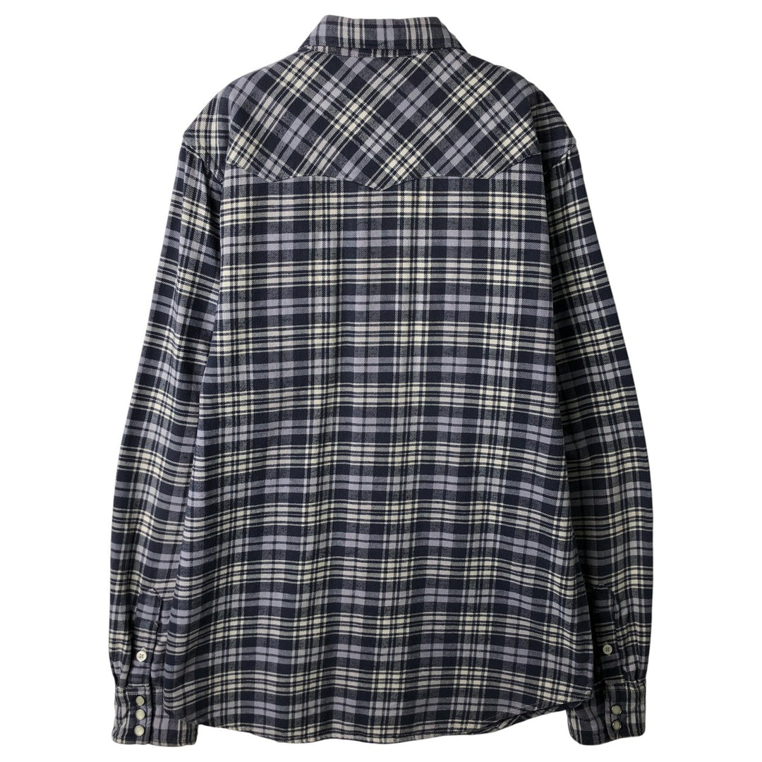 Ralph Lauren DENIM AND SUPPLY Long-Sleeve Western Flannel Check Shirt, Men's Size M (approx.) cotton navy blue type Vintage Second Hand