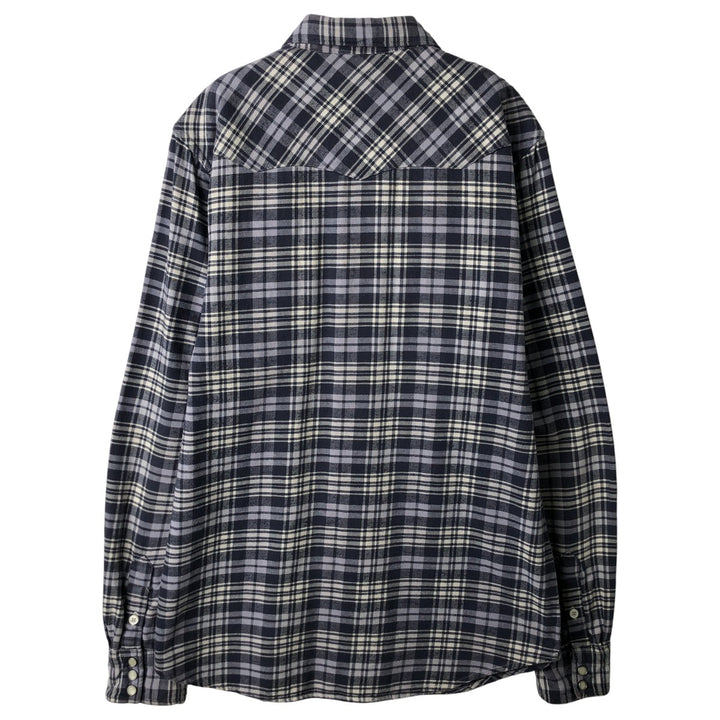 Ralph Lauren DENIM AND SUPPLY Long-Sleeve Western Flannel Check Shirt, Men's Size M (approx.) cotton navy blue type Vintage Second Hand