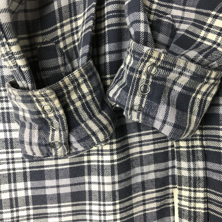 Ralph Lauren DENIM AND SUPPLY Long-Sleeve Western Flannel Check Shirt, Men's Size M (approx.) cotton navy blue type Vintage Second Hand