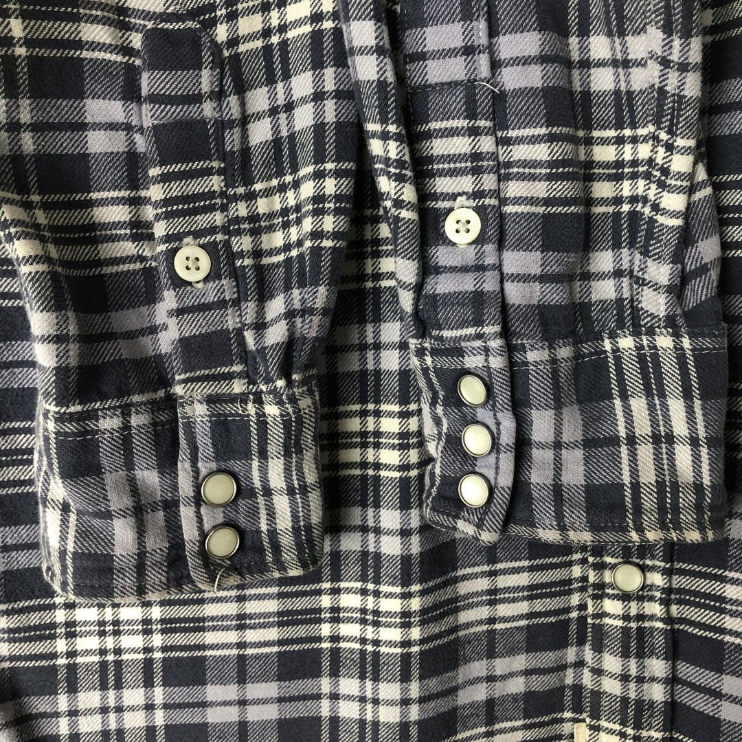 Ralph Lauren DENIM AND SUPPLY Long-Sleeve Western Flannel Check Shirt, Men's Size M (approx.) cotton navy blue type Vintage Second Hand