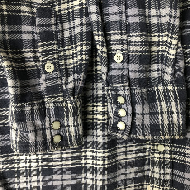 Ralph Lauren DENIM AND SUPPLY Long-Sleeve Western Flannel Check Shirt, Men's Size M (approx.) cotton navy blue type Vintage Second Hand