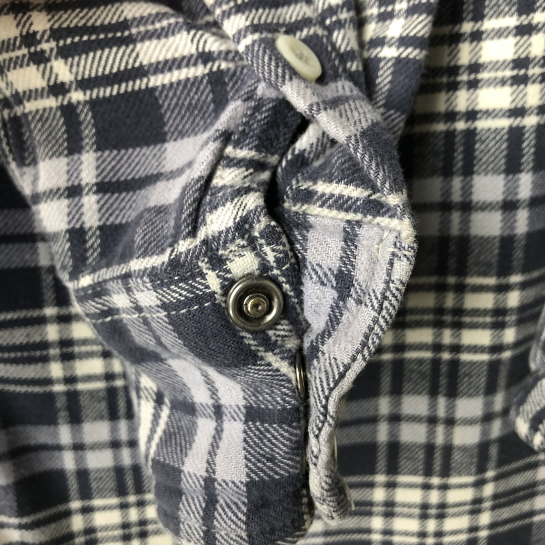 Ralph Lauren DENIM AND SUPPLY Long-Sleeve Western Flannel Check Shirt, Men's Size M (approx.) cotton navy blue type Vintage Second Hand