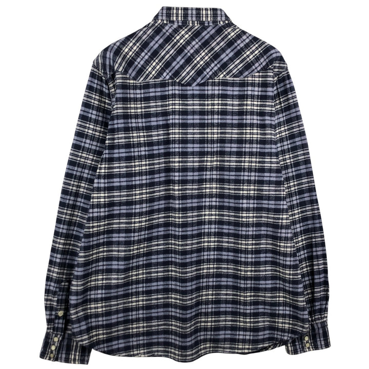 Ralph Lauren DENIM AND SUPPLY Men's Long Sleeve Western Flannel Check Shirt, Size XXL cotton navy blue type Vintage Second Hand