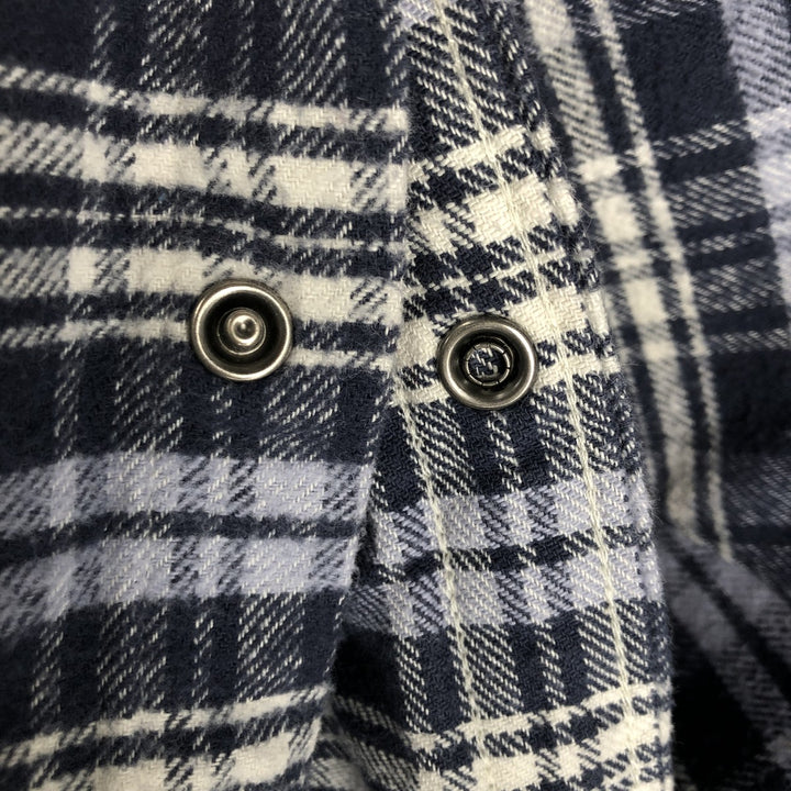 Ralph Lauren DENIM AND SUPPLY Men's Long Sleeve Western Flannel Check Shirt, Size XXL cotton navy blue type Vintage Second Hand