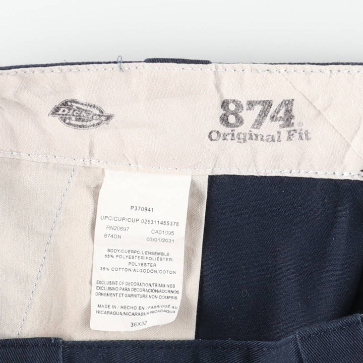 Dickies 874 ORIGINAL FIT Work Pants for Men, Size W36 polyester navy blue type Vintage Second Hand