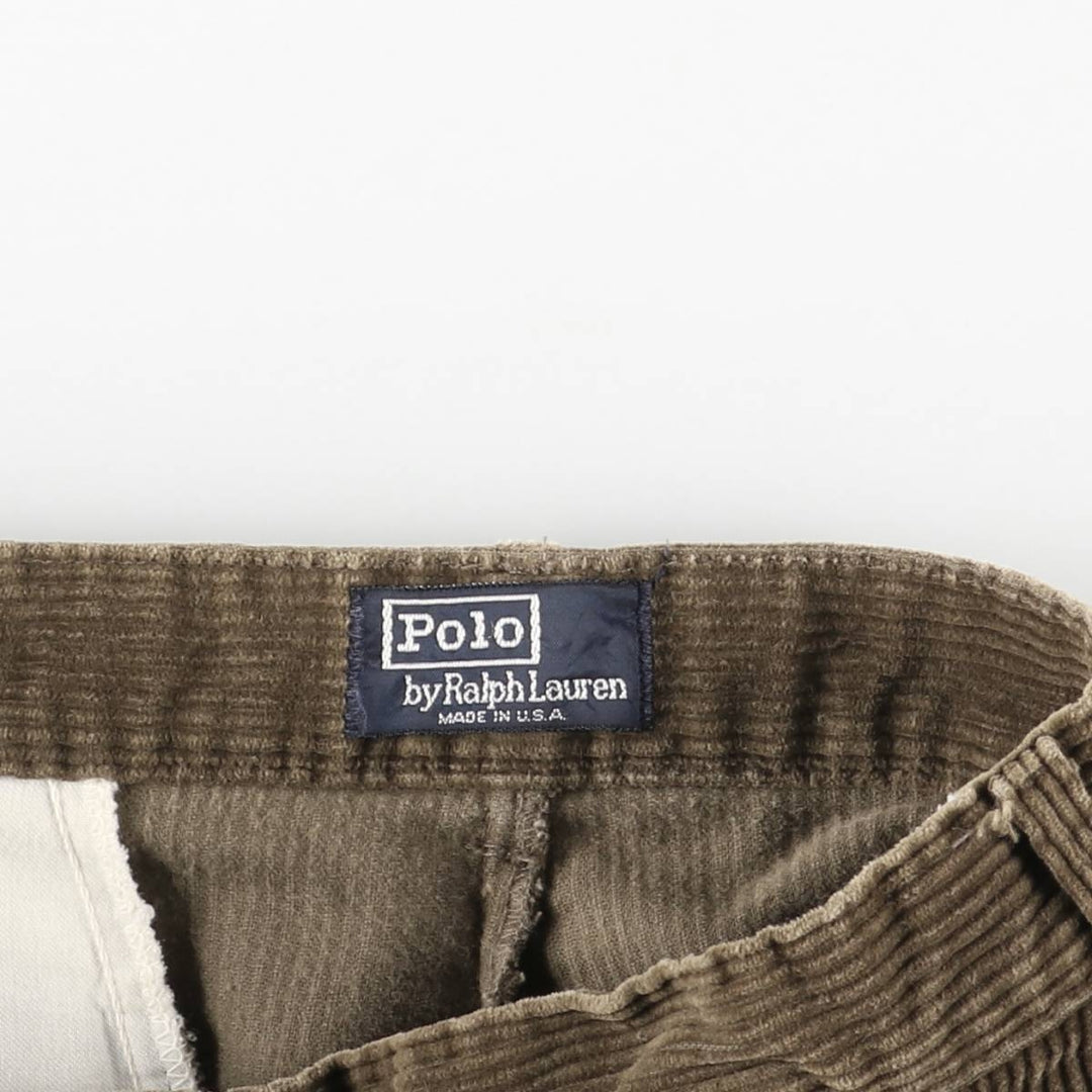 90'S Polo by Ralph Lauren two-pleat corduroy pants, made in the USA, men's, vintage, size W30. cotton brown type Vintage Second Hand