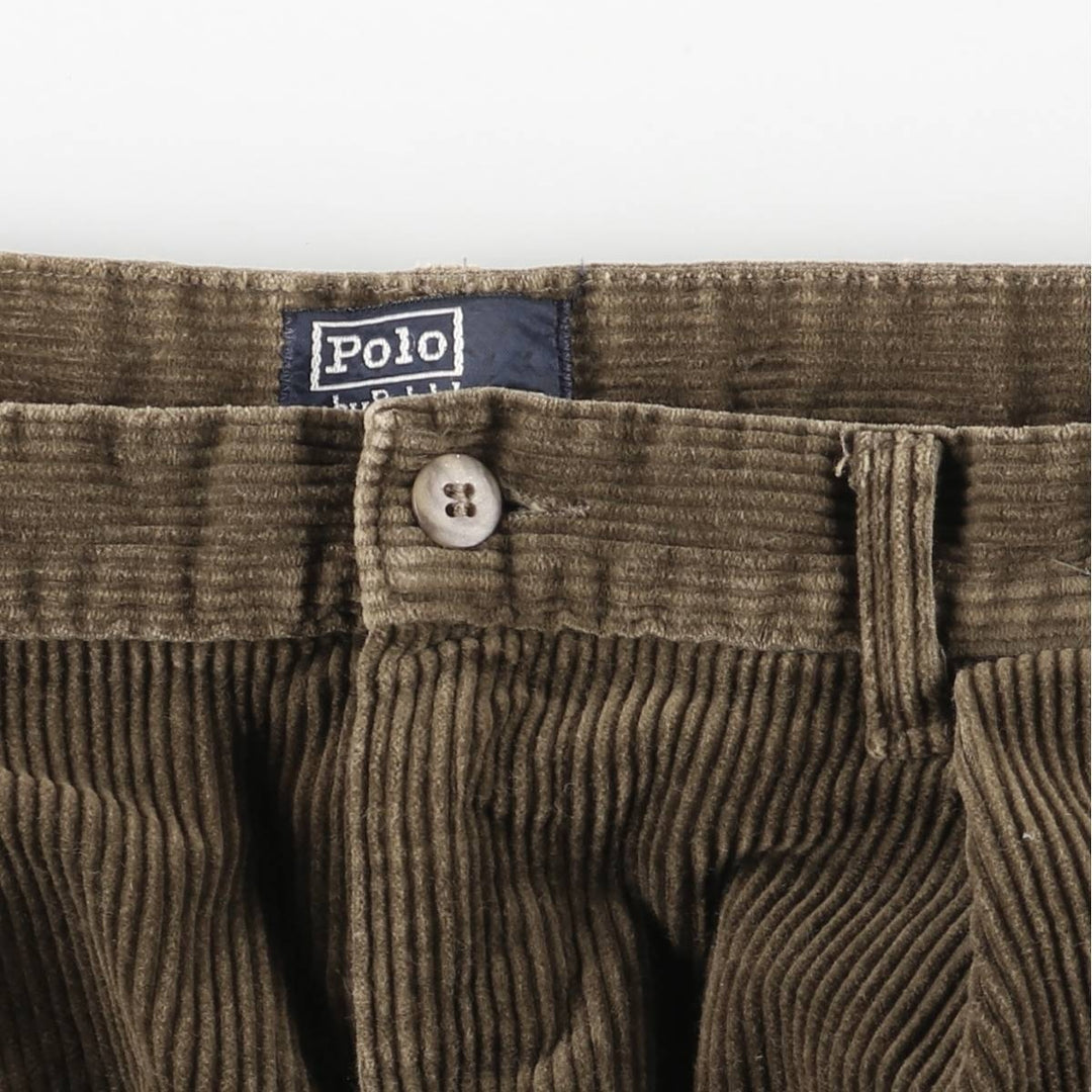 90'S Polo by Ralph Lauren two-pleat corduroy pants, made in the USA, men's, vintage, size W30. cotton brown type Vintage Second Hand