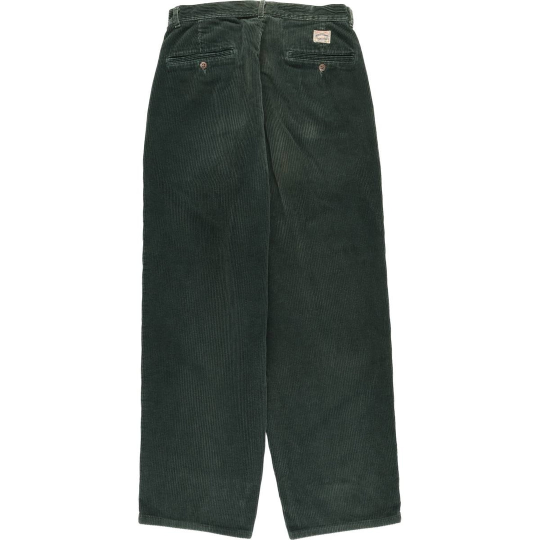 90'S Polo by Ralph Lauren two-pleat corduroy pants, made in the USA, men's, vintage, size W30. cotton green type Vintage Second Hand