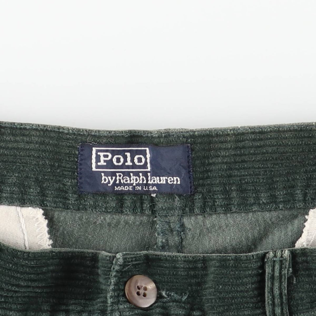 90'S Polo by Ralph Lauren two-pleat corduroy pants, made in the USA, men's, vintage, size W30. cotton green type Vintage Second Hand