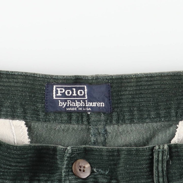 90'S Polo by Ralph Lauren two-pleat corduroy pants, made in the USA, men's, vintage, size W30. cotton green type Vintage Second Hand