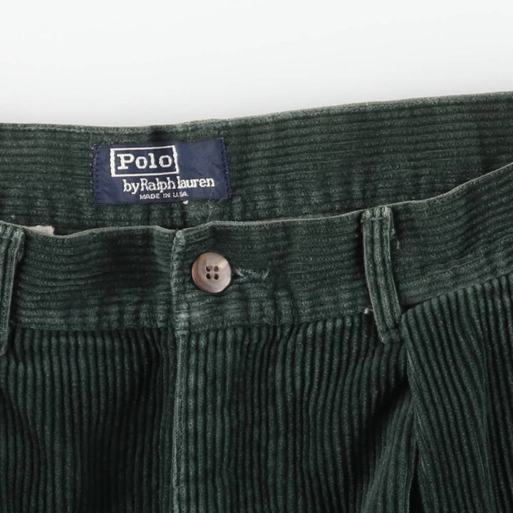 90'S Polo by Ralph Lauren two-pleat corduroy pants, made in the USA, men's, vintage, size W30. cotton green type Vintage Second Hand