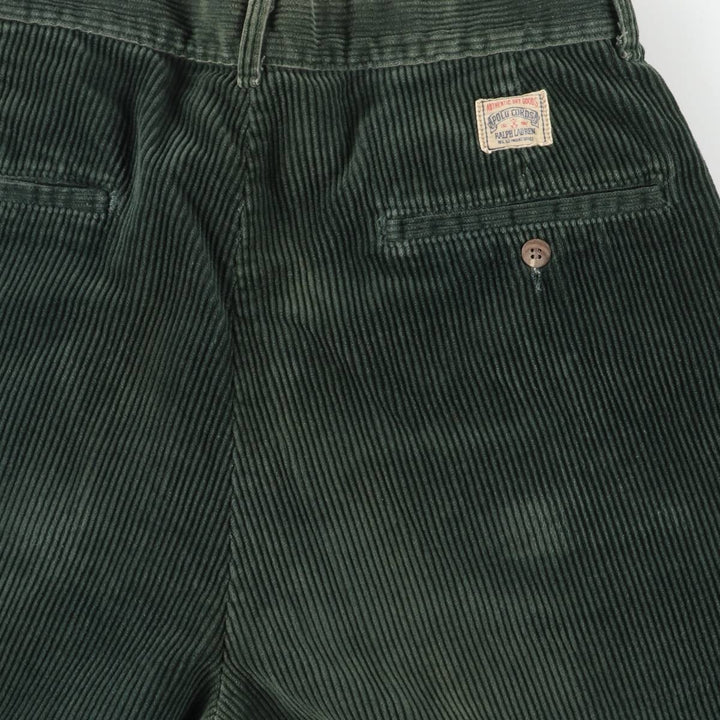 90'S Polo by Ralph Lauren two-pleat corduroy pants, made in the USA, men's, vintage, size W30. cotton green type Vintage Second Hand