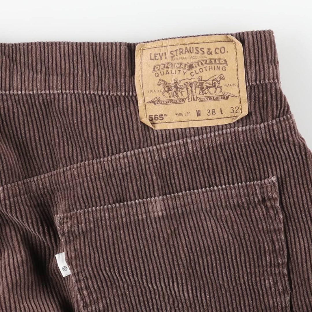 90'S Levi's 565 Loose Fit Wide Leg Corduroy Pants, Made in USA, Men's, Size W39, Vintage cotton brown type Vintage Second Hand