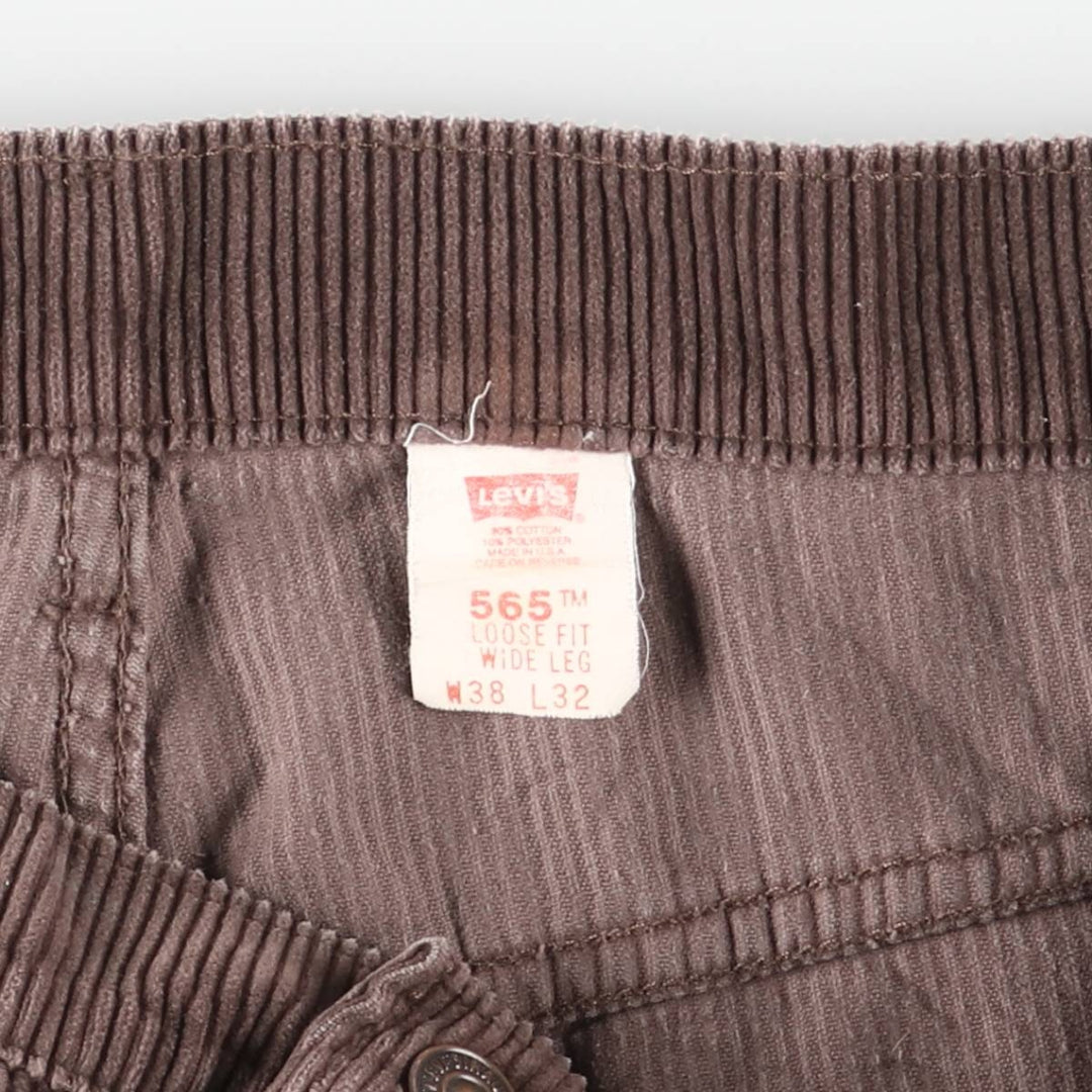90'S Levi's 565 Loose Fit Wide Leg Corduroy Pants, Made in USA, Men's, Size W39, Vintage cotton brown type Vintage Second Hand