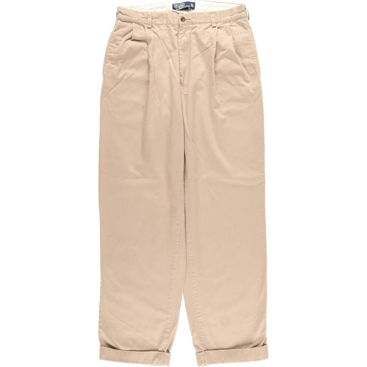 Ralph Lauren POLO by Ralph Lauren Two-pleat Chino Pants for Men, W33 equivalent cotton Beige type Vintage Second Hand
