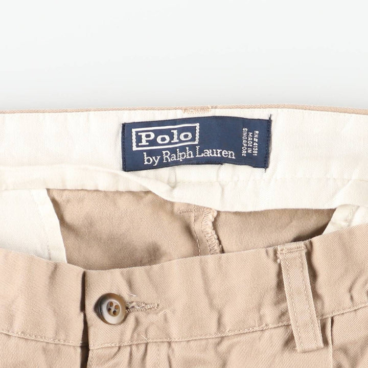 Ralph Lauren POLO by Ralph Lauren Two-pleat Chino Pants for Men, W33 equivalent cotton Beige type Vintage Second Hand